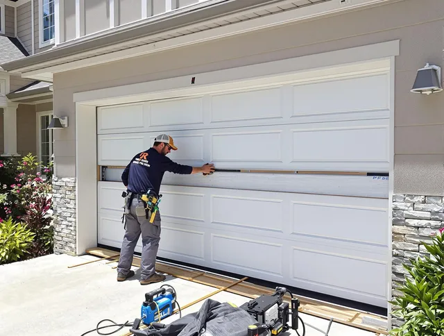 Brandon Garage Door Repair team performing complete garage door replacement at Brandon residence