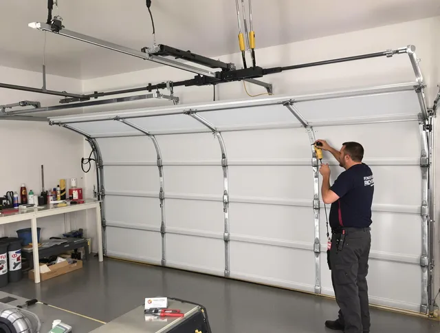 Brandon Garage Door Repair certified technician performing overhead door system repair in Brandon